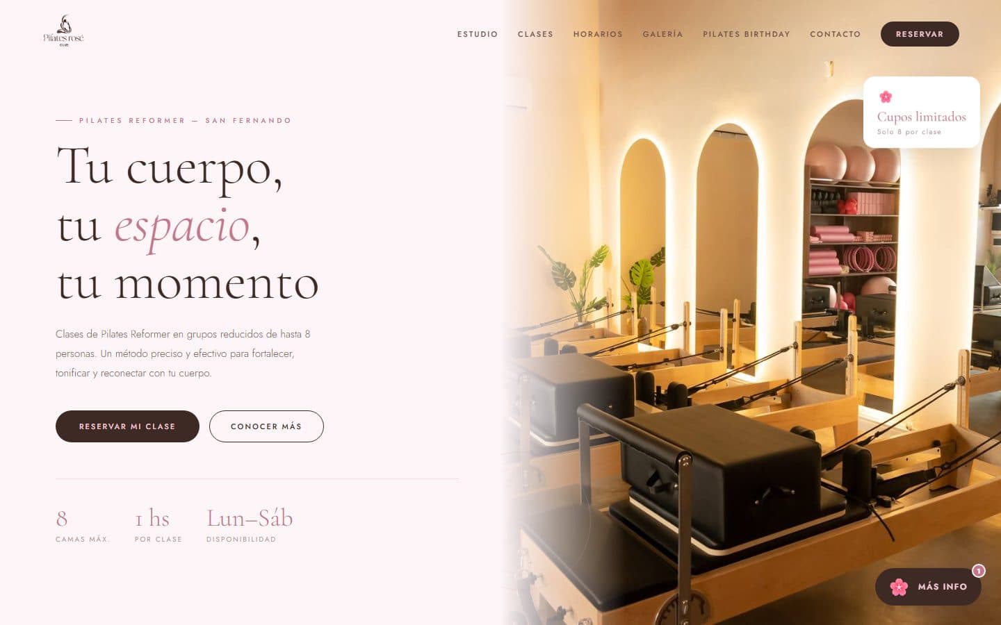 Sitio web de Pilates Rosé Club